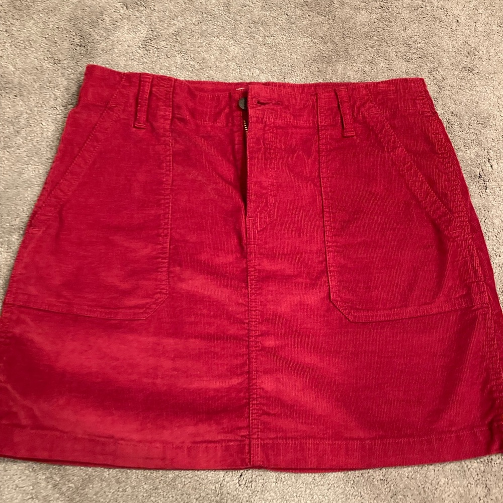 Maroon corduroy mini skirt